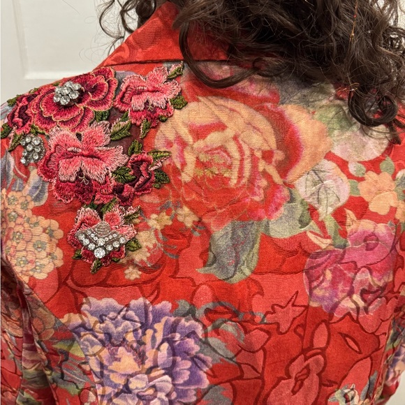 Johnny Was floral jacket with rhinestone embellishments and floral embroidery - Picture 9 of 9